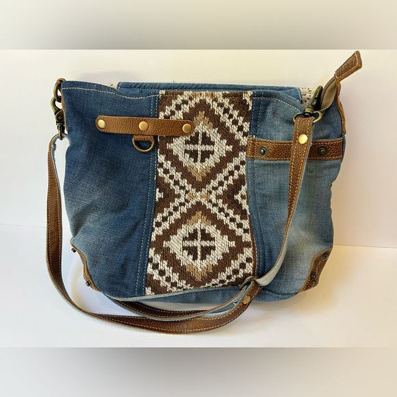 Myra Bag Handbags - Myra Bag Denim Western Aztec Shoulder Bag